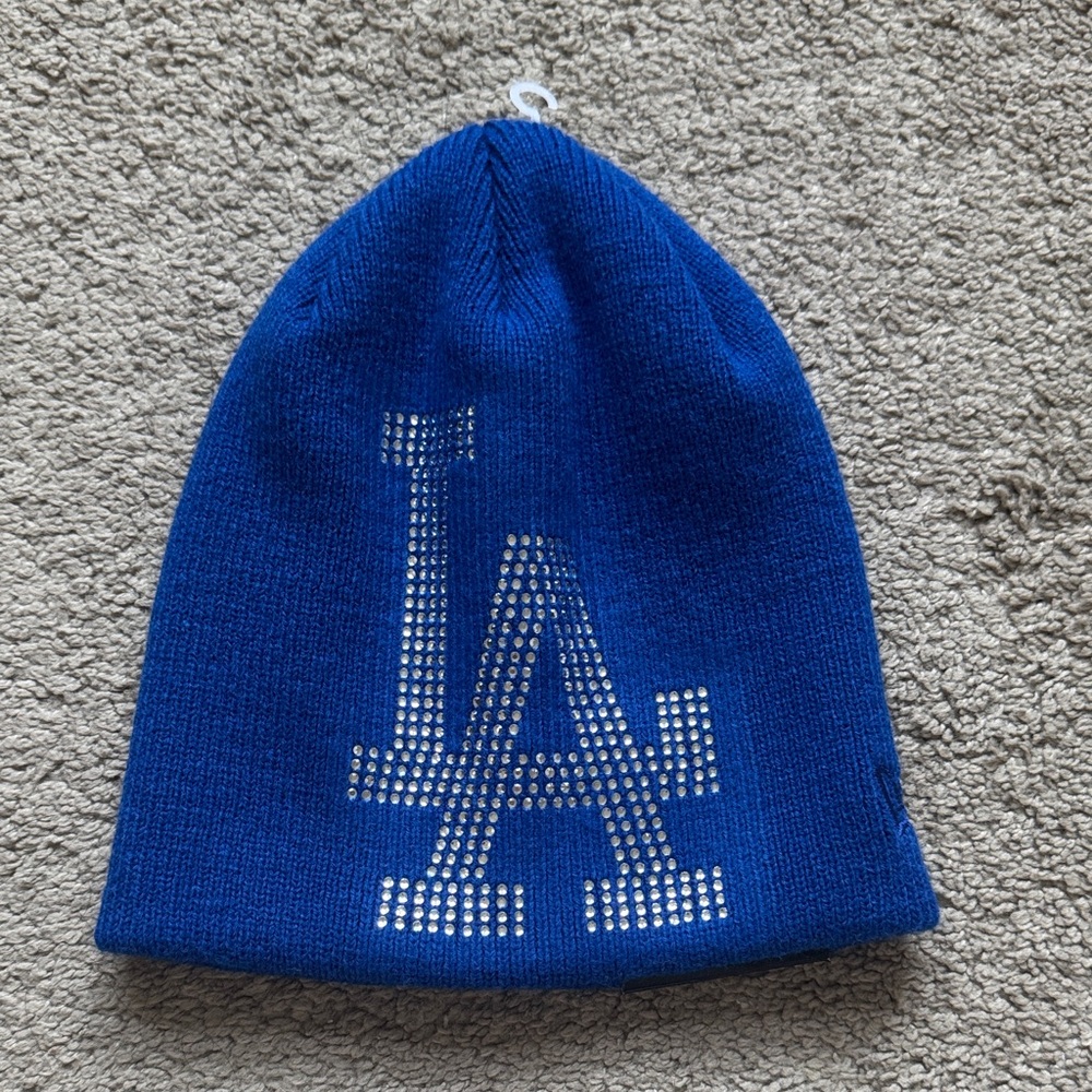 New Era Dodger Blue Beanie with Rhinestone LA Design JAPAN EXCLUSIVE